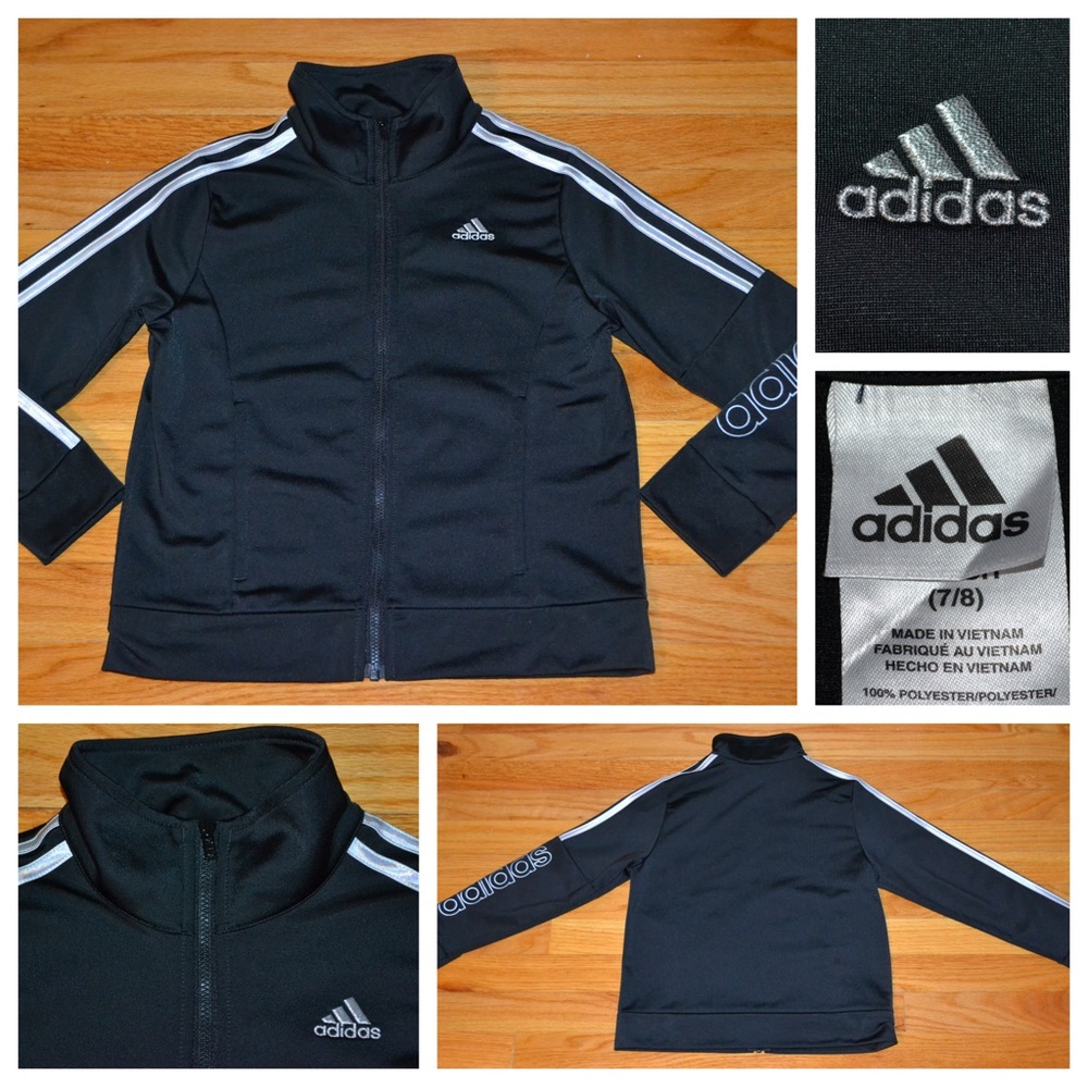 Youth girls Adidas zip front track bomber jacket, size S 7/8